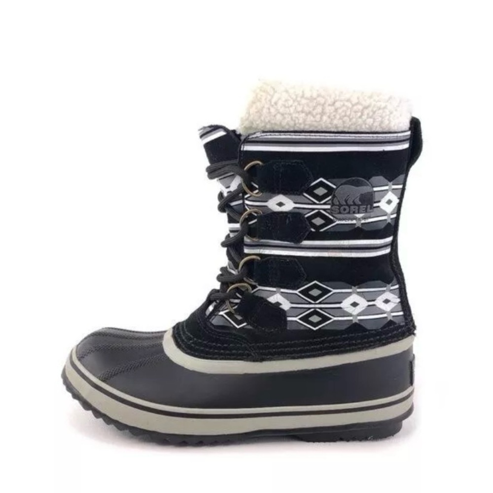 Sorel 1964 PAC Waterproof Winter Snow Rain Duck Boots Black Aztec Size 9